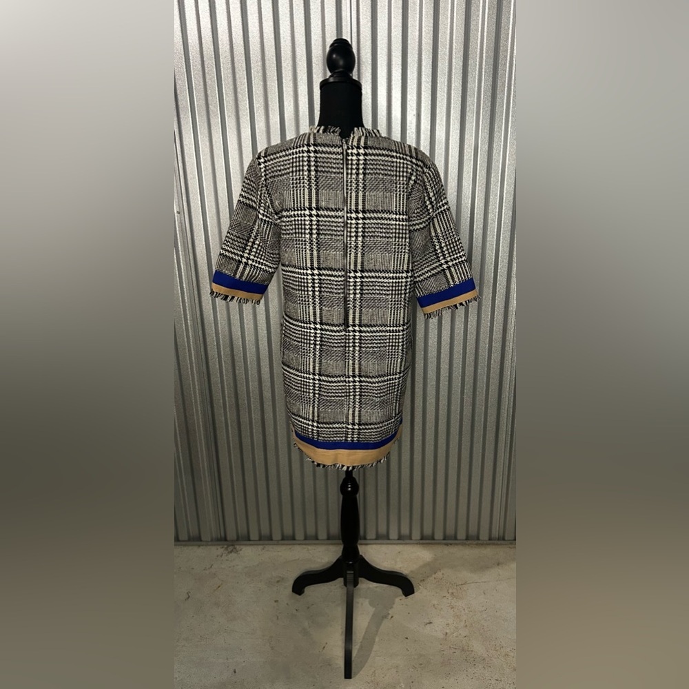 Women’s English Factory Black White Plaid Designer Midi Dress Size Medium - Picture 2 of 5